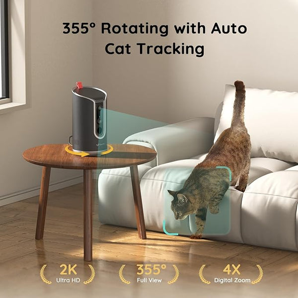 4K Pet Camera Treat Dispenser, AI Photo Album