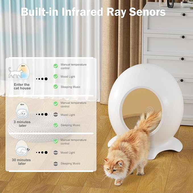Heated Cat Bed, Cooling Cat Cave for Indoor Cats